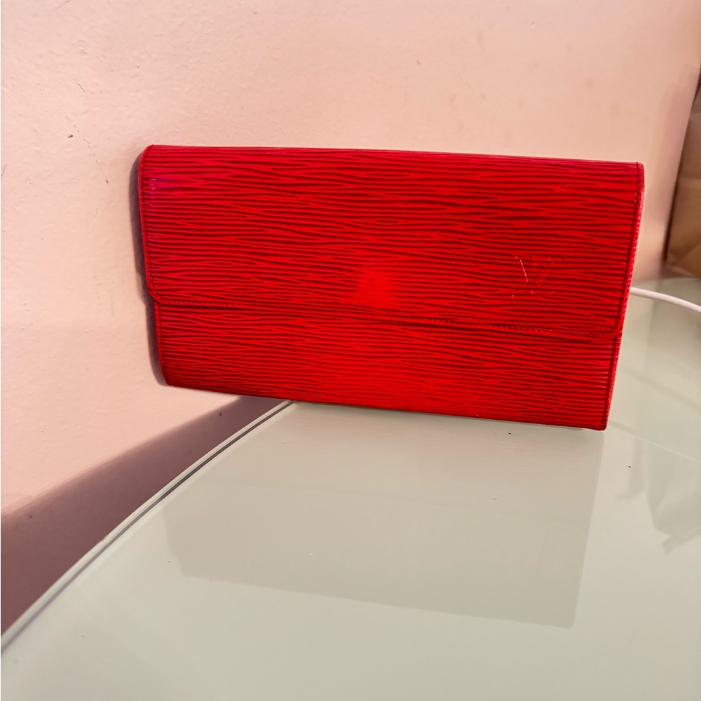 Louis Vuitton Red Epi Leather Sarah Snap Flap Wallet Large Preowned